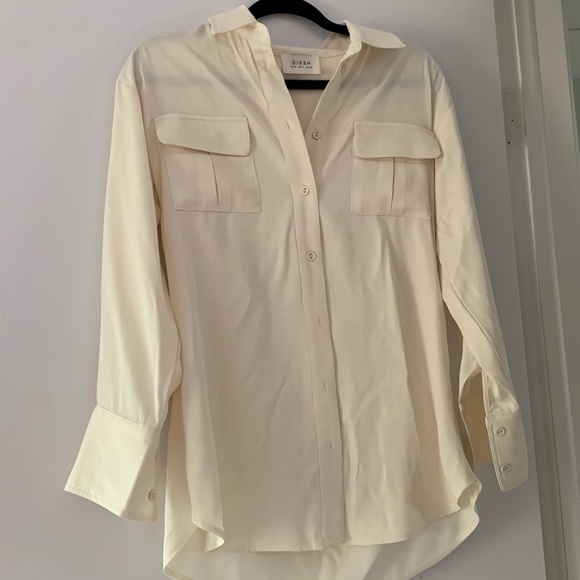 NWOT RUE CREAM LONG SLEEVE SHIRT CREAM DISSH size 2 NWOT - Picture 2 of 4